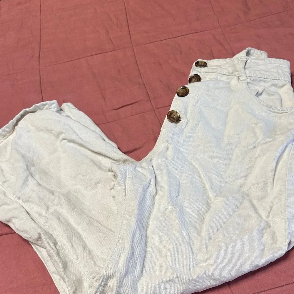 Zara Off-White Buttoned Pants